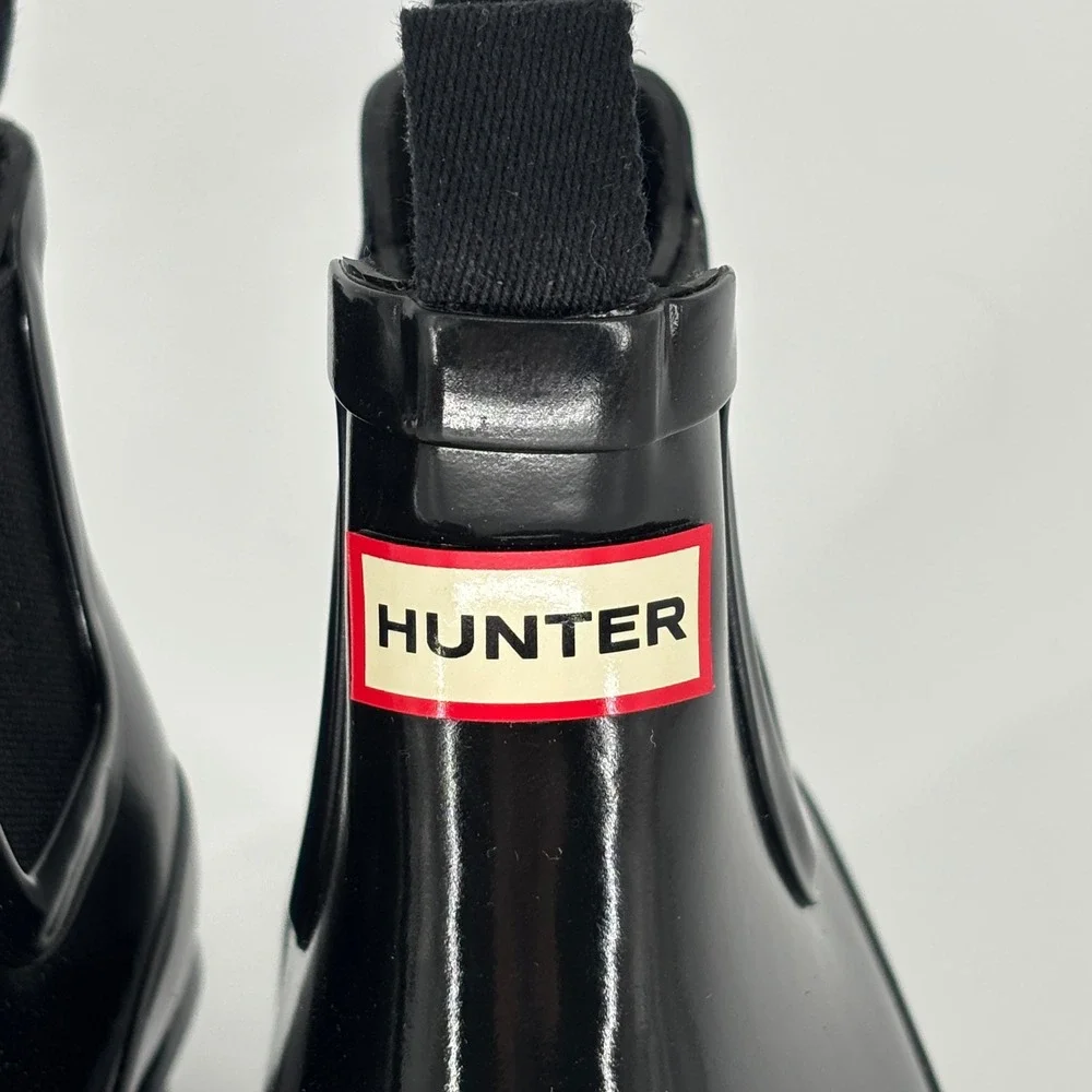 Hunter Original Gloss Chelsea Ankle Boots Black Kids Size 13 Rubber Waterproof